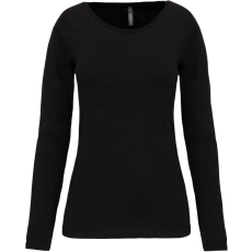 KARIBAN Női hosszú ujjú kereknyakú sztreccs póló, Kariban KA3017, Black-XL