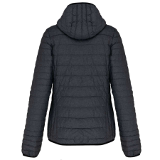 KARIBAN Női kapucnis bélelt meleg és ultrakönnyű kabát , Kariban KA6111, Marl Dark Grey-2XL női dzseki, kabát