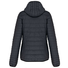 KARIBAN Női kapucnis bélelt meleg és ultrakönnyű kabát , Kariban KA6111, Marl Dark Grey-XS