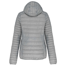 KARIBAN Női kapucnis bélelt meleg és ultrakönnyű kabát , Kariban KA6111, Marl Silver-S női dzseki, kabát