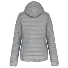 KARIBAN Női kapucnis bélelt meleg és ultrakönnyű kabát , Kariban KA6111, Marl Silver-XS női dzseki, kabát