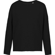 KARIBAN Női laza szabású környakas pulóver, Kariban KA471, Black-S/M