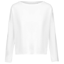 KARIBAN Női laza szabású környakas pulóver, Kariban KA471, Off White-S/M női pulóver, kardigán