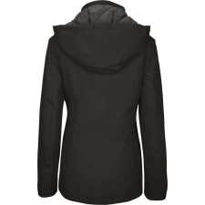 KARIBAN Női levehető kapucnis bélelt kabát, Kariban KA6108, Black-XL női dzseki, kabát