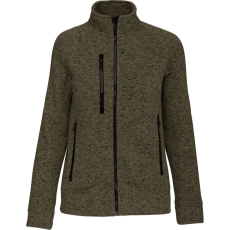 KARIBAN Női poliészter cipzáras dzseki, Kariban KA9107, Dark Khaki Melange-2XL