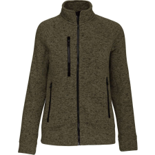 KARIBAN Női poliészter cipzáras dzseki, Kariban KA9107, Dark Khaki Melange-M női pulóver, kardigán