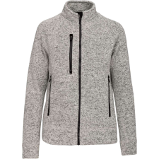 KARIBAN Női poliészter cipzáras dzseki, Kariban KA9107, Light Grey Mélange-XS női pulóver, kardigán