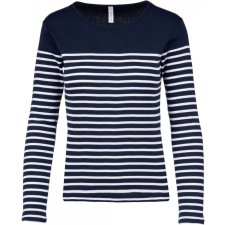 KARIBAN Női póló Kariban KA386 Hosszú Ujjú Breton Csíkos Felső -L, Striped Navy/White női póló