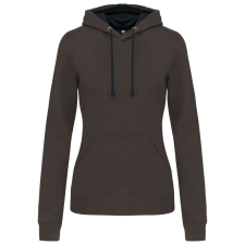 KARIBAN Női pulóver kontrasztos bélésű kapucnival, Kariban KA465, Dark Grey/Black-L női pulóver, kardigán