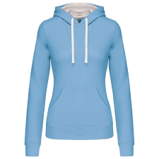 KARIBAN Női pulóver kontrasztos bélésű kapucnival, Kariban KA465, Sky Blue/White-S női pulóver, kardigán
