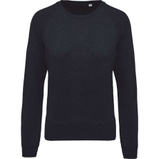 KARIBAN Női raglános organikus környakas pulóver, Kariban KA481, French Navy Heather-M