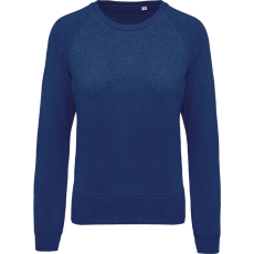 KARIBAN Női raglános organikus környakas pulóver, Kariban KA481, Ocean Blue Heather-XL