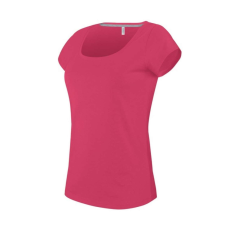 KARIBAN Női rövid ujjú, csónak nyakú pamut póló, Kariban KA384, Fuchsia-2XL