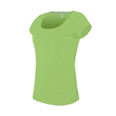 KARIBAN Női rövid ujjú, csónak nyakú pamut póló, Kariban KA384, Lime-XL