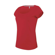 KARIBAN Női rövid ujjú, csónak nyakú pamut póló, Kariban KA384, Red-2XL