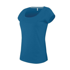 KARIBAN Női rövid ujjú, csónak nyakú pamut póló, Kariban KA384, Tropical Blue-2XL