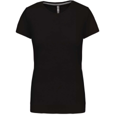 KARIBAN Női rövid ujjú környakas pamut póló, Kariban KA380, Black-XL