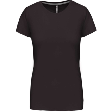 KARIBAN Női rövid ujjú környakas pamut póló, Kariban KA380, Dark Grey-2XL