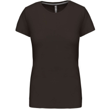 KARIBAN Női rövid ujjú környakas pamut póló, Kariban KA380, Dark Khaki-2XL női póló