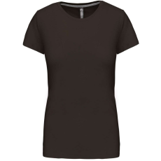 KARIBAN Női rövid ujjú környakas pamut póló, Kariban KA380, Dark Khaki-L