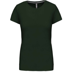 KARIBAN Női rövid ujjú környakas pamut póló, Kariban KA380, Forest Green-M