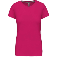 KARIBAN Női rövid ujjú környakas pamut póló, Kariban KA380, Fuchsia-L