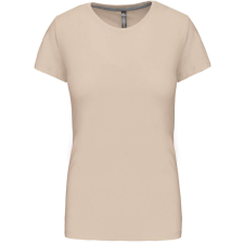 KARIBAN Női rövid ujjú környakas pamut póló, Kariban KA380, Light Sand-3XL női póló
