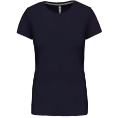 KARIBAN Női rövid ujjú környakas pamut póló, Kariban KA380, Navy-2XL