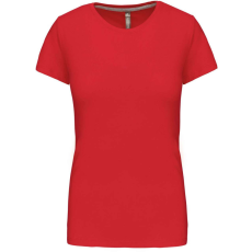 KARIBAN Női rövid ujjú környakas pamut póló, Kariban KA380, Red-XL