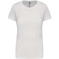 KARIBAN Női rövid ujjú környakas pamut póló, Kariban KA380, White-2XL