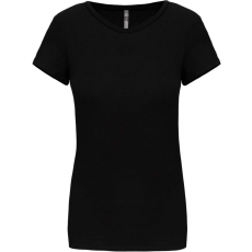 KARIBAN Női rövid ujjú környakas sztreccs póló, Kariban KA3013, Black-2XL