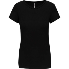 KARIBAN Női rövid ujjú környakas sztreccs póló, Kariban KA3013, Black-XL női póló