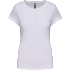 KARIBAN Női rövid ujjú környakas sztreccs póló, Kariban KA3013, White-L