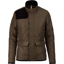 KARIBAN Női steppelt kabát KA6127, Mossy Green/Black-M női dzseki, kabát