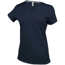 KARIBAN Női V-nyakú rövid ujjú pamut póló, Kariban KA381, Dark Grey-3XL női póló