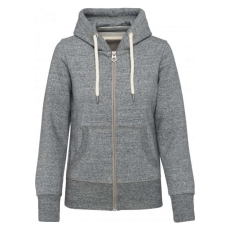 KARIBAN Női vastag cipzáras kapucnis pulóver, Kariban KV2307, Slub Grey Heather-XL