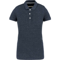 KARIBAN Női vitage hatású galléros piké póló, Kariban KV2207, Night Blue Heather-L