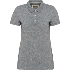 KARIBAN Női vitage hatású galléros piké póló, Kariban KV2207, Slub Grey Heather-XL