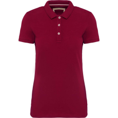 KARIBAN Női vitage hatású galléros piké póló, Kariban KV2207, Vintage Dark Red-XS