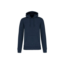 KARIBAN organikus féfi kapucnis pulóver KA4027, French Navy Heather-4XL férfi pulóver, kardigán