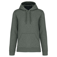 KARIBAN organikus féfi kapucnis pulóver KA4027, Green Marble Heather-M férfi pulóver, kardigán