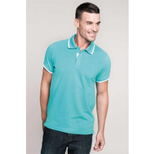 KARIBAN Póló Kariban galléros férfi (100%pamut) light turquoise/white/navy, L munkaruha
