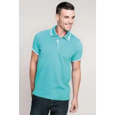 KARIBAN Póló Kariban galléros férfi (100%pamut) white/navy, L