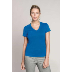 KARIBAN Póló Kariban női rövid ujjú v-nyakú női (100%pamut 180g/m2) light royal blue, 3XL