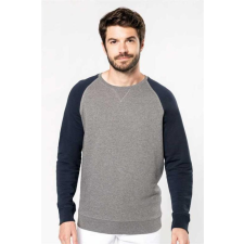 KARIBAN Pulóver Kariban férfi, french navy heather/grey heather, 3XL munkaruha