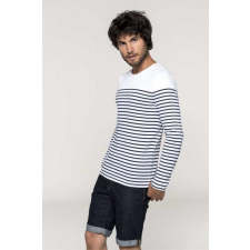 KARIBAN Pulóver Kariban férfi hosszú ujjú férfi, striped white/navy, M munkaruha