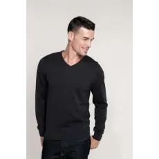 KARIBAN Pulóver Kariban férfi v-nyakú férfi (50%pamut 50%akril 290g/m2) navy, XL