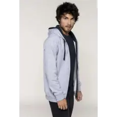 KARIBAN Pulóver Kariban kapucnis cipzáras férfi (80%pamut) oxford grey/navy, M