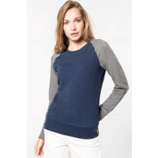 KARIBAN Pulóver Kariban női, wine heather/grey heather, 2XL