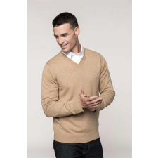 KARIBAN Pulóver Kariban prémium v-nyakú férfi hosszú ujjú férfi, navy heather, XS munkaruha